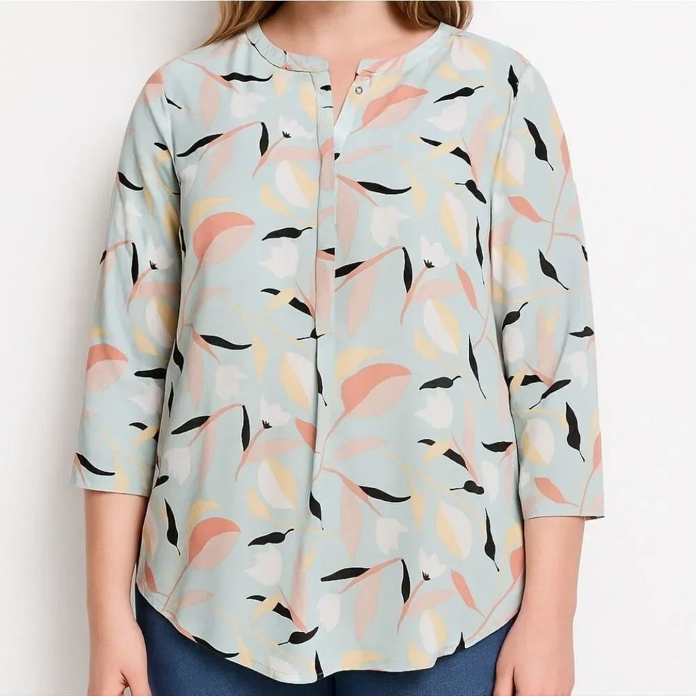 Liz Claiborne Multicolor Floral Print Blouse